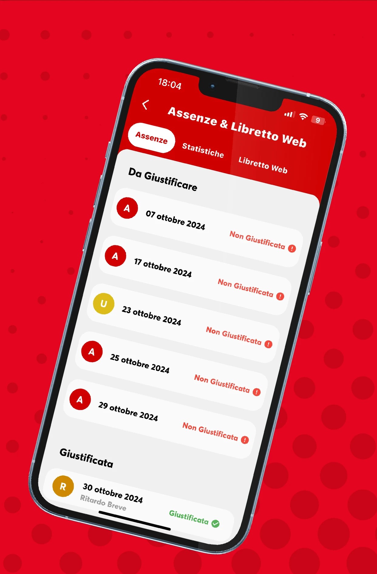 متابعة الغياب والدرجات لطلاب Don Bosco شاشة قسم الغياب في ClasseViva تعرض الغياب المبرر وغير المبرر والتأخيرات